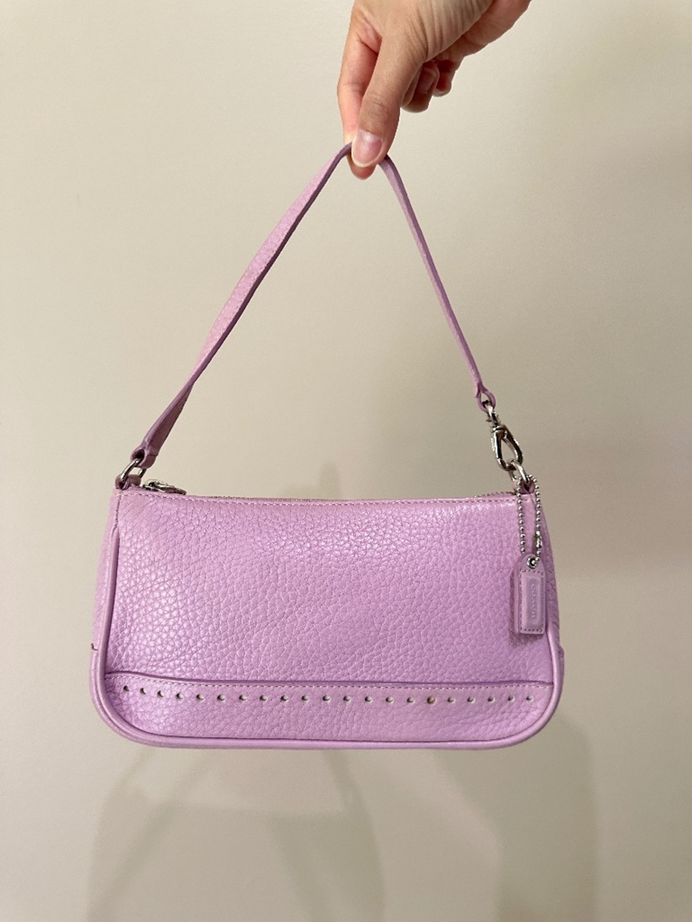 Vintage COACH Purple Lavender Pebbled Leather Hampton Demi Shoulder Bag Purse